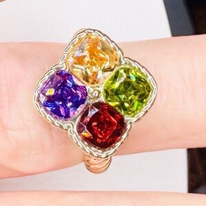 Multicolor Gemstone Statement Ring